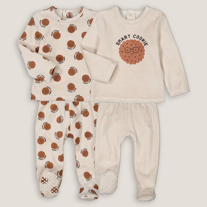 Produktbild La Redoute Collections 2er-Pack Samt-Pyjamas mit Cookie-Motiven (92, 98)
