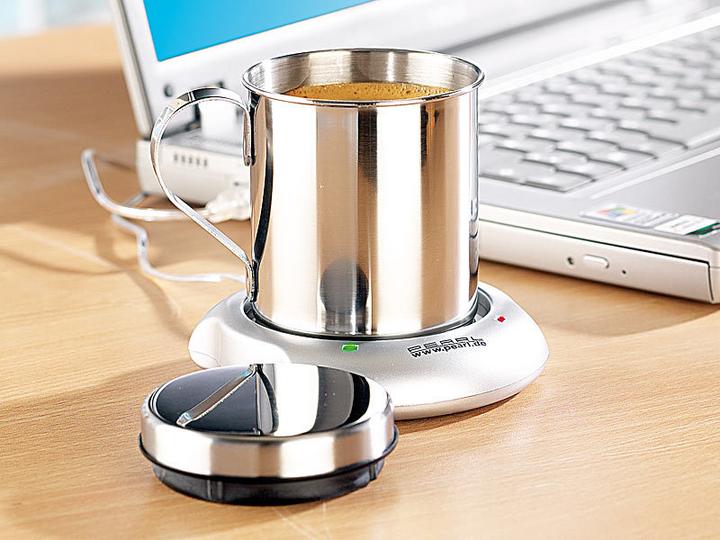 Actual product image Pearl USB hot plate with insulated cup