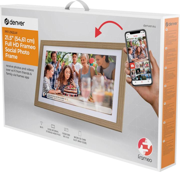 Productafbeelding Denver Frameo PFF-2162LW Digitaal Fotolijstje (21.50", 1920 x 1080 Pixels)