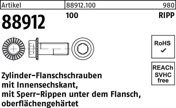 Produktbild Zylinderflanschschraube R 88912 Sperr-Ripp Innen-6-kant M 5 x 16 100 (500 Schrauben pro Stück)
