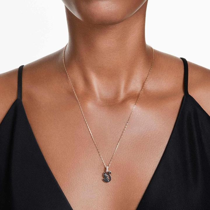 Actual product image Swarovski Iconic Swan Necklace Swan Small Black Rose Gold (Swarovski metal with Swarovski crystals, 38 - 43 cm)
