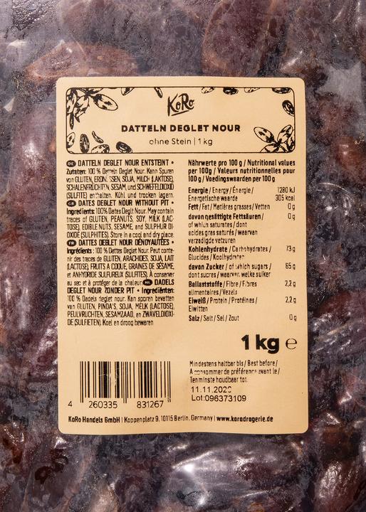 Produktbild KoRo Datteln Deglet Nour ohne Stein (1000g) (1000 g)