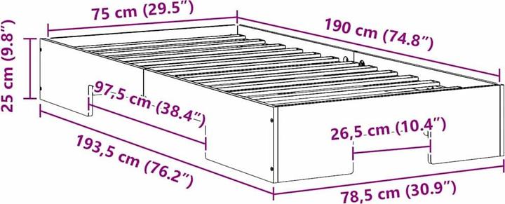 Actual product image vidaXL Bedstead (75 x 190 cm)