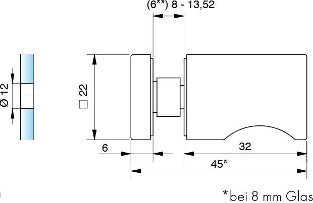 Actual product image Pauli+Sohn Duschgriff einseitig 45x22x22 gv (Door handle)