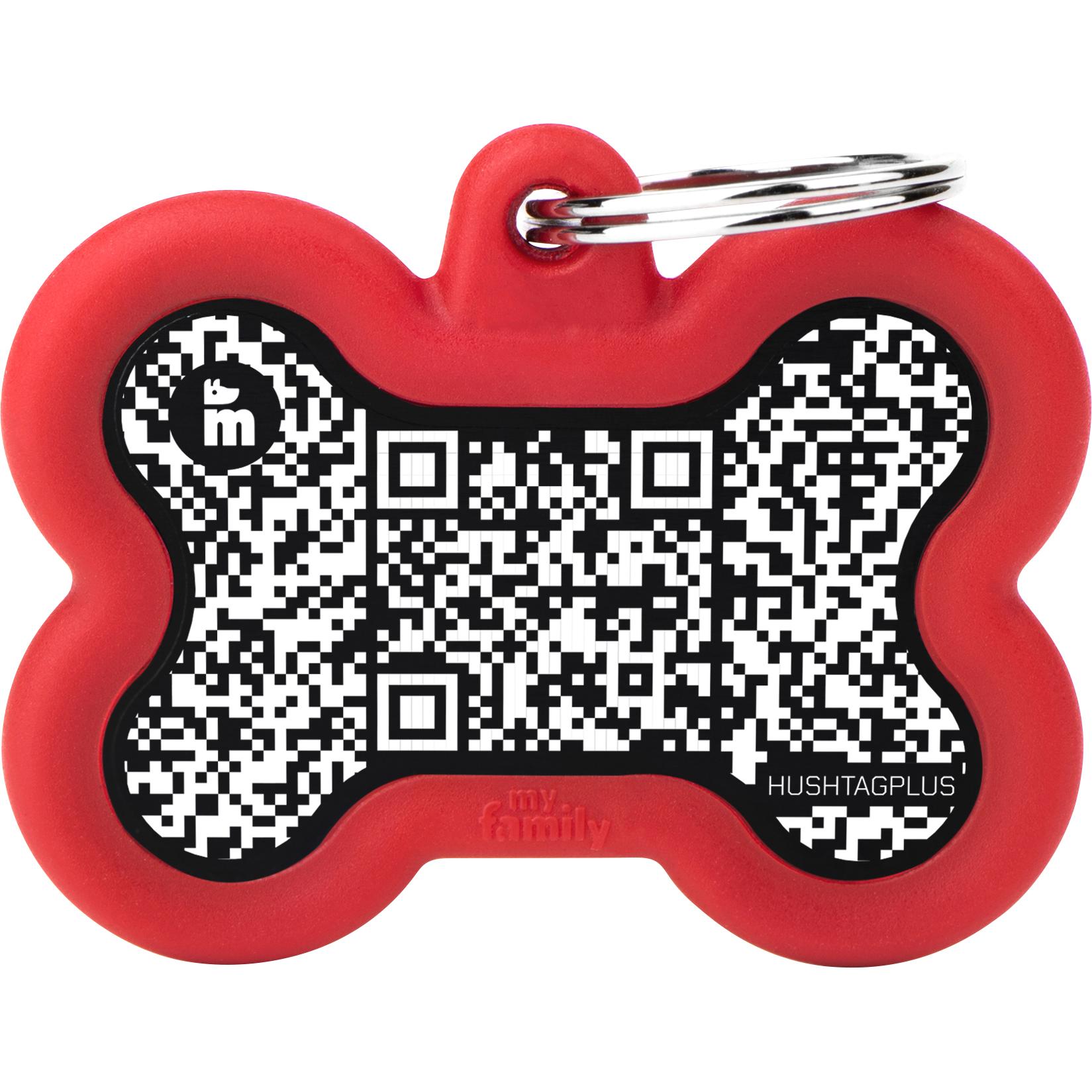 Myfamily MyFa tegn hush QR, ben sort, gummi rød (Cane), Collare + Guinzaglio