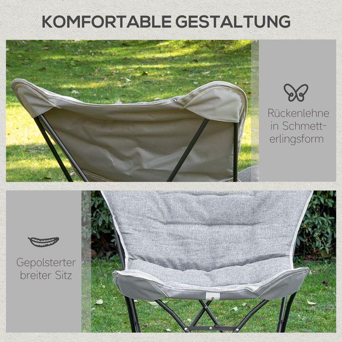 Actual product image Swisshandel24 Camping chair portable foldable, max. load 120 kg grey+ white 88 x 74 x 84 cm