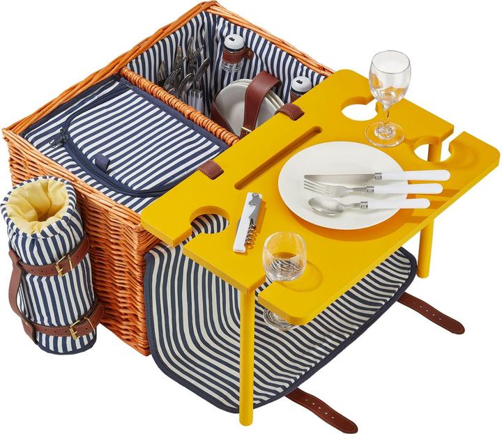 tectake Picnic basket Rügen for 4 people, with cooler compartment & accessories