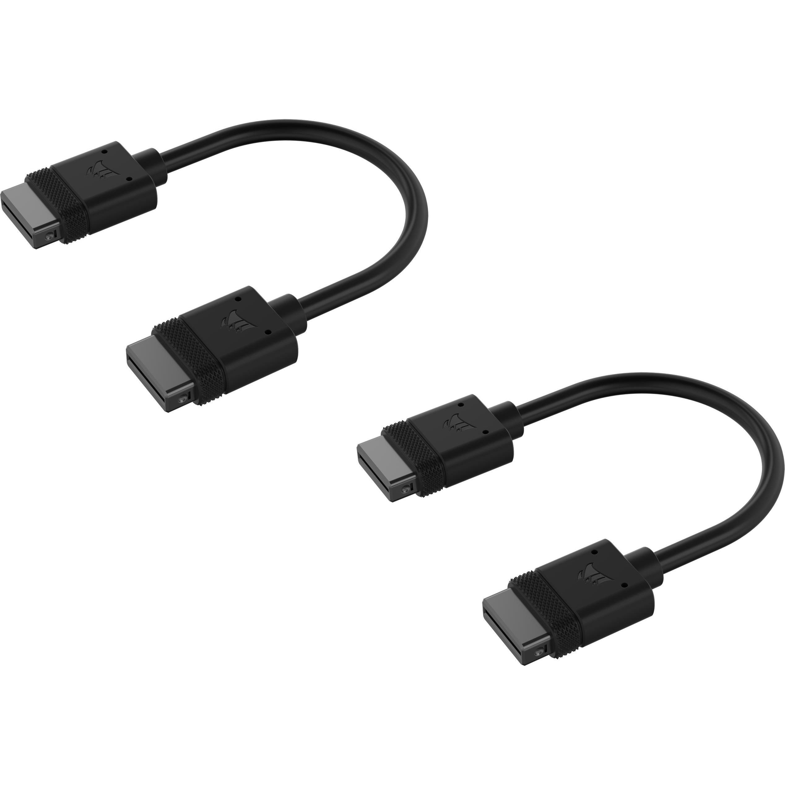 Corsair iCUE LINK Cable, 2x 100mm with Straight connectors, Black (Schwarz), Modding Beleuchtung