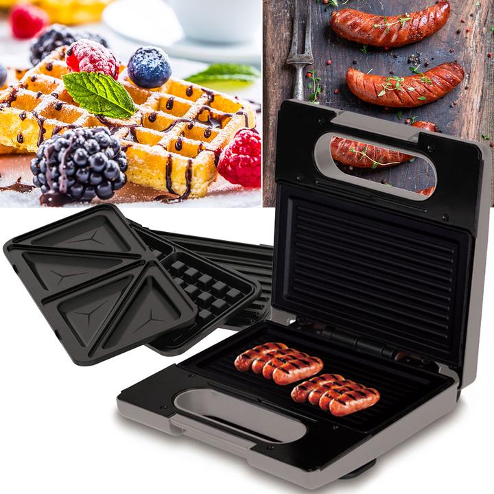 Image du produit BerlingerHaus 3in1 Sandwichmaker, Waffeleisen & Tischgrill, 780 W, taupe