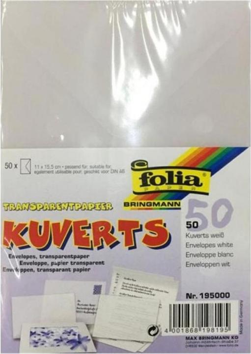 Image du produit Folia Enveloppe en papier transparent (11 x 15,5 cm, 50 x)