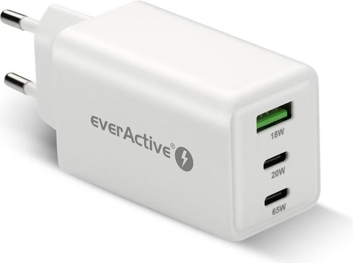 Actual product image Everactive 65-W-Wandladegerät 1 x USB 2 x USB-C (65 W, 3 ports)