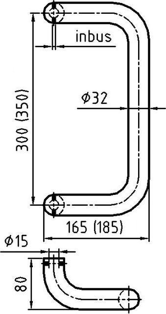 Actual product image Nickal Push handle 32-5063 double-sided stainless steel matt Ø32mm