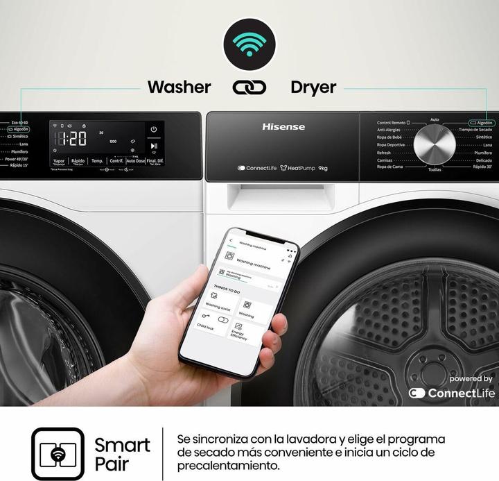 Immagine prodotto Hisense DH3S902BW3 Asciugabiancheria 9Kg Classe A (9 kg, A destra)