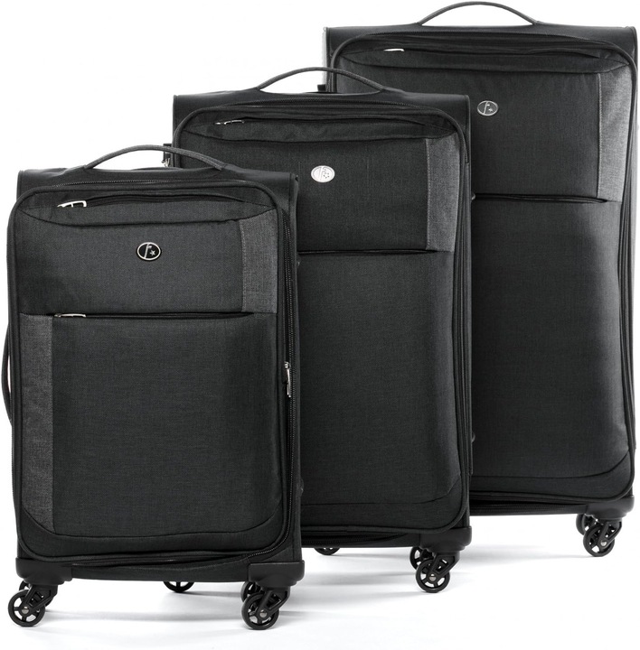 Immagine prodotto Fergé Set di valigie Soft Shell 3 pezzi Nero Grigio Scuro (110 l, M (50 - 90l), L (90 - 115l), XL (da 115l))