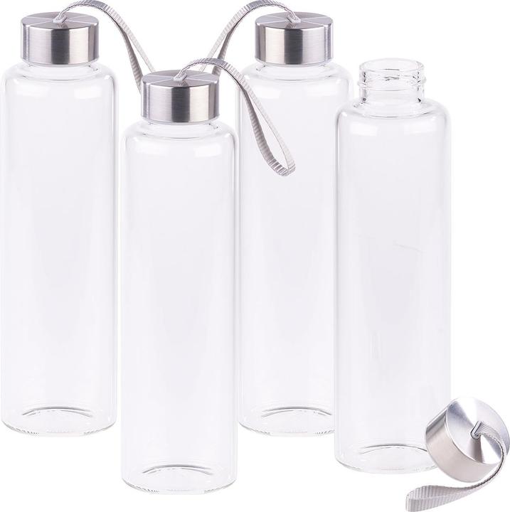 Actual product image Pearl Set of 4 drinking bottles made of borosilicate glass, dishwasher safe (0.55 l)