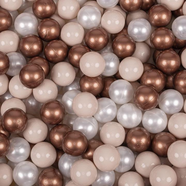 Actual product image Milkii Bälle für Bällebad 100 Stk. & Aufbewahrungstasche, ∅ 7cm, Kupfer/ Perle/ Beige