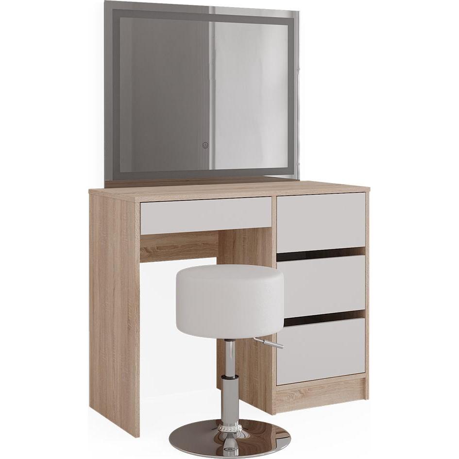 Vicco, Schminktisch, Sherry mit Hocker und Beleuchtung (90 x 75 x 40 cm)
