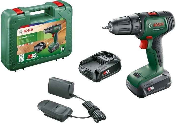 2x bloc batterie PBA 18 V 1.5 Ah, Foret universel 18 V Bosch