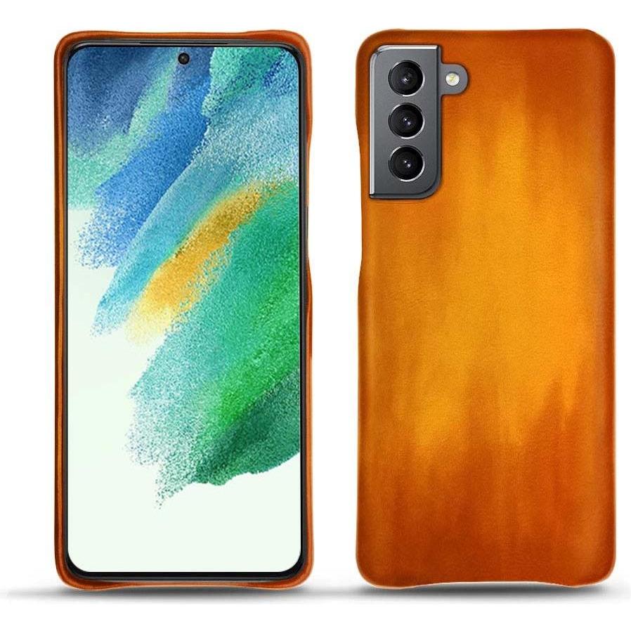 Noreve Lederschutzhülle Samsung Galaxy S21 FE (Samsung Galaxy S21 FE), Smartphone Hülle, Orange