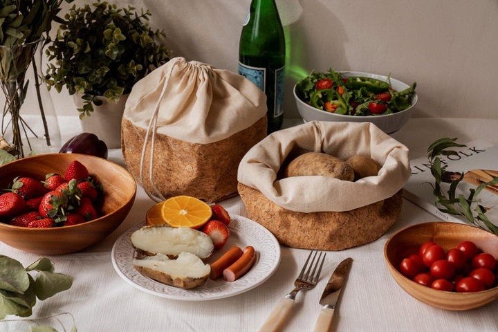 Image du produit Nuts Brotbeutel mit Kordel, Baumwolle L, cork/beige, 24 cm