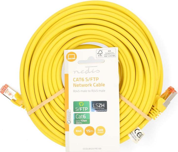 Produktbild Nedis CAT6-Netzwerkkabel | RJ45 Stecker | RJ45 Stecker | S/FTP | 15.0 m | Rund | LSZH | Grau | Label (S/FTP, CAT6, 15 m)