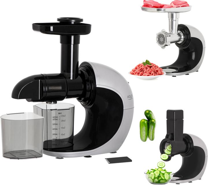 Adler AD 4131 Slow-speed juicer 3in1 - Meat mincer, Juicer, Vegetable grater, Stainless Steel
