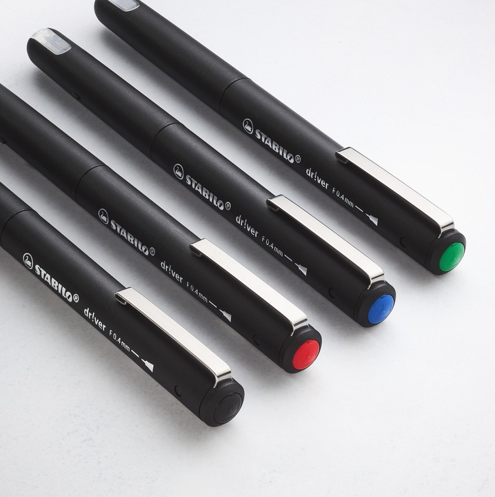 Actual product image STABILO Driver Fine 0.4 Mm Case of 4 (Green, Blue, Black, Red, 4 x)