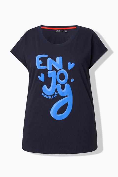 Actual product image Ulla Popken Enjoy Cap Sleeve Graphic Tee (60)