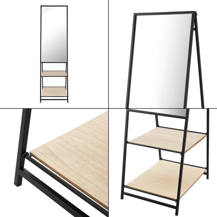 Image du produit En.Casa Miroir sur pied Chamois avec 2 étagères (44 x 150 cm)