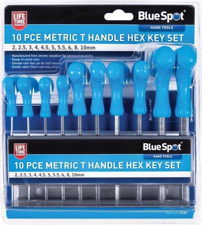 Actual product image BlueSpot Tools Metric T-handle hexagon socket set 10 parts