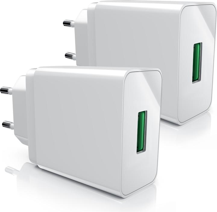 Aplic 2x USB Ladegerät 3000 mA, QuickCharge 3.0 USB-Ladegerät 1 x USB-A QC 3.0 Port max. 3A über QC, weiss (18 W, 1 portion)