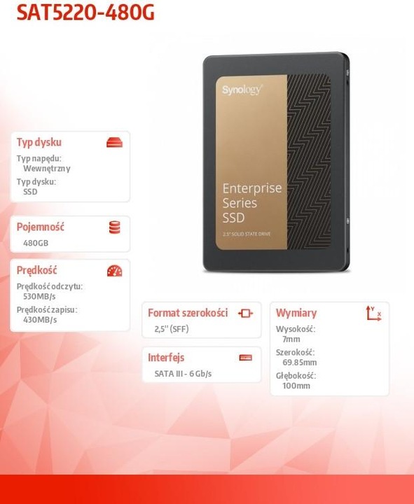 Actual product image Synology SAT5220-480G (480 GB, 2.5")