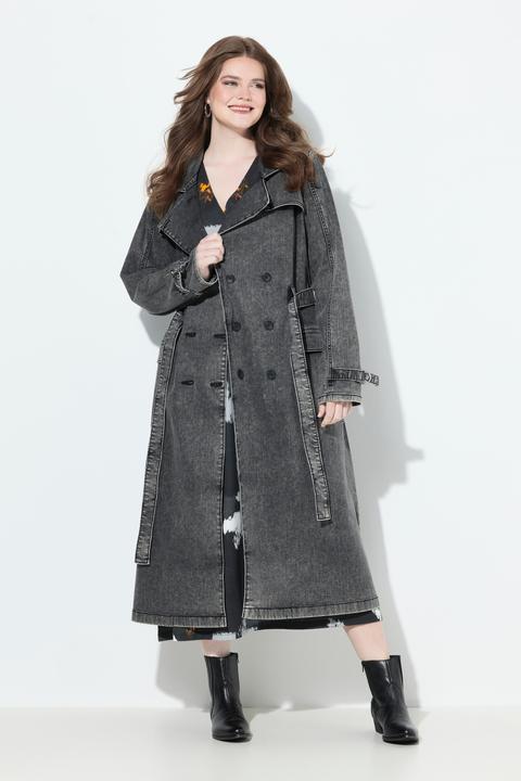 Image du produit Ulla Popken Trench-coat en jean, col à revers et double rangée de boutons. Style vintage. (42, 44)
