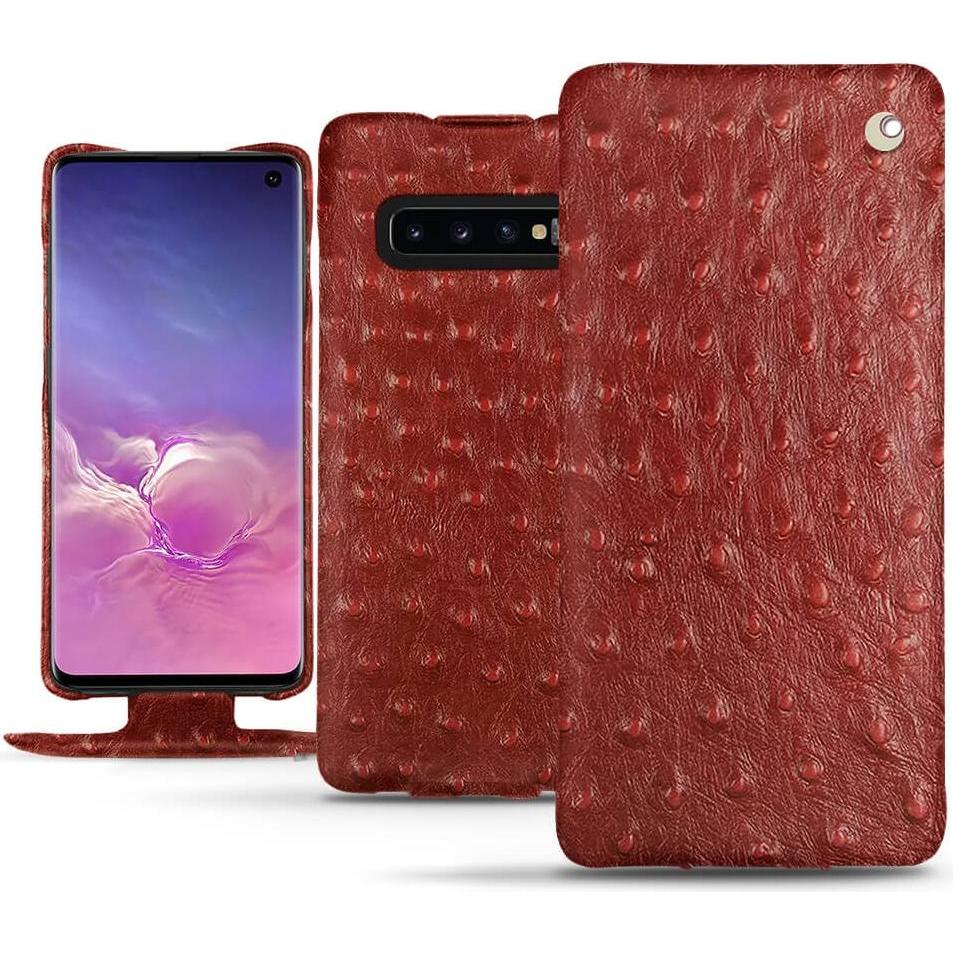 Noreve Lederschutzhülle vertikal (Samsung Galaxy S10), Smartphone Hülle, Rot