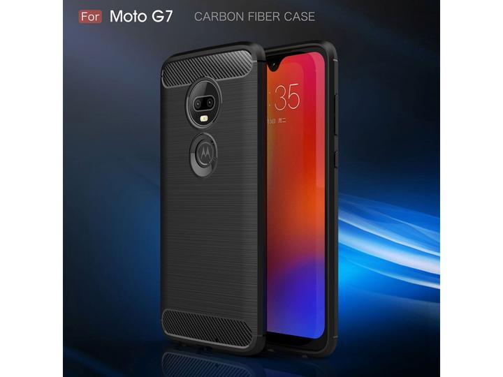 Produktbild Screenguard Motorola Moto G7 Plus Hülle Carbon Brushed Soft TPU (Motorola Moto G7 Plus)