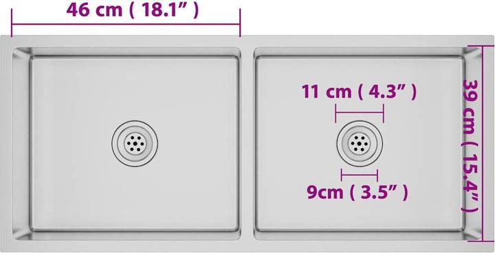 Actual product image vidaXL Küchenspüle (Fitted sink, 44 cm, 100 cm)