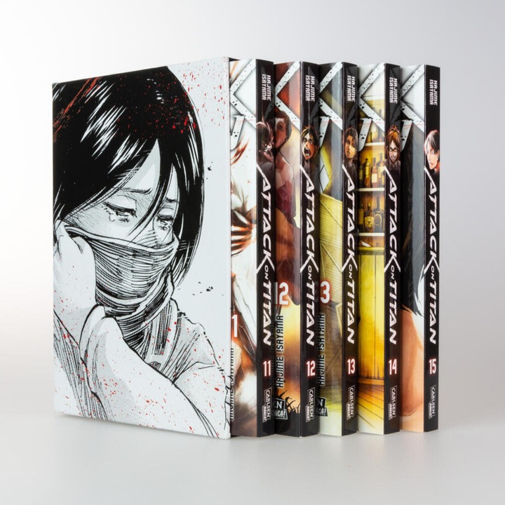 Actual product image Attack on Titan, Bände 11-15 im Sammelschuber mit Extra (German, Hajime Isayama, 2016)