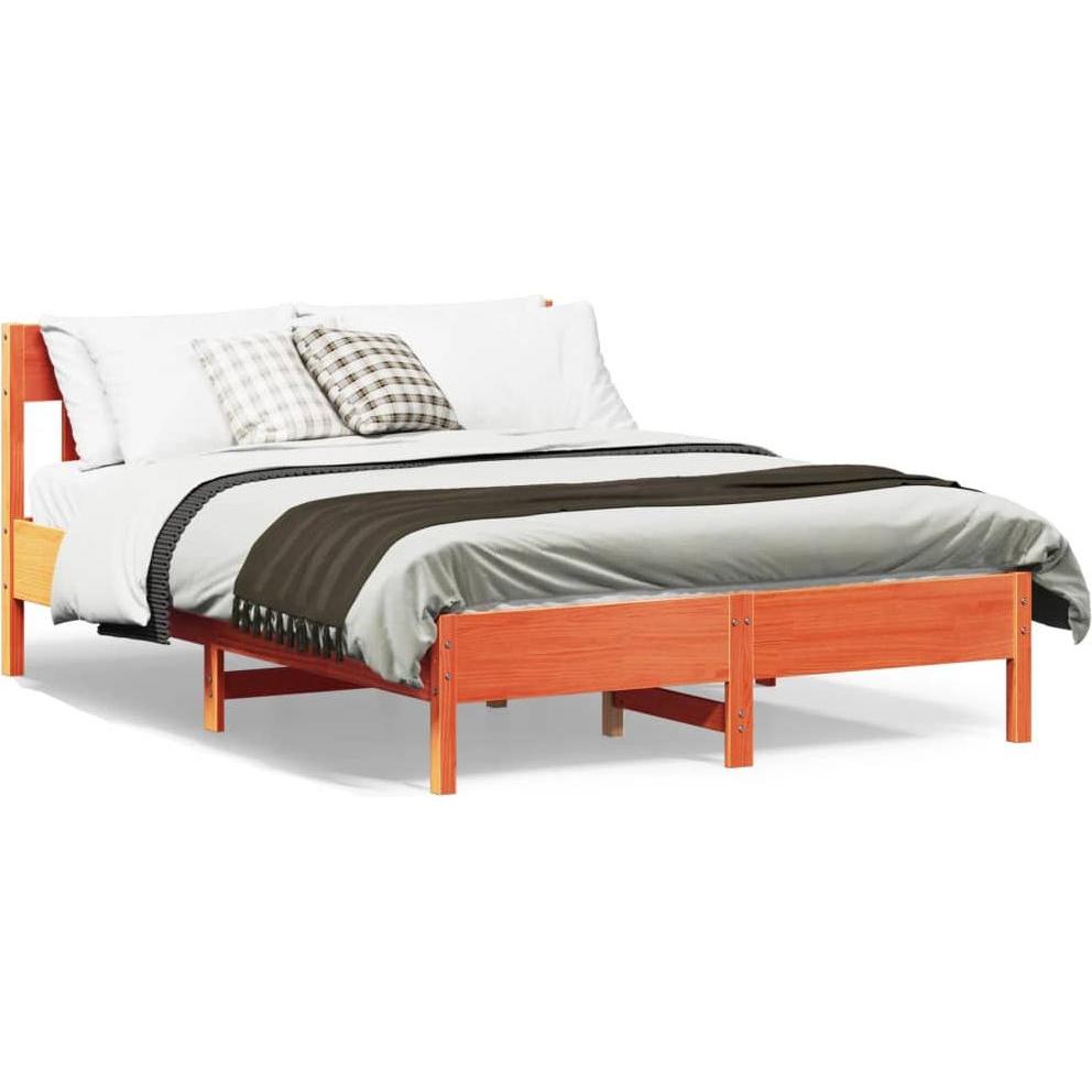 VidaXL, Bett, Bett mit Kopfteil Kiefer (140 x 190 cm)