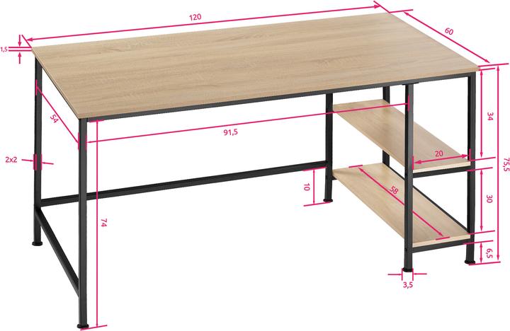 Immagine prodotto tectake Canton (120 x 60 x 75.50 cm)