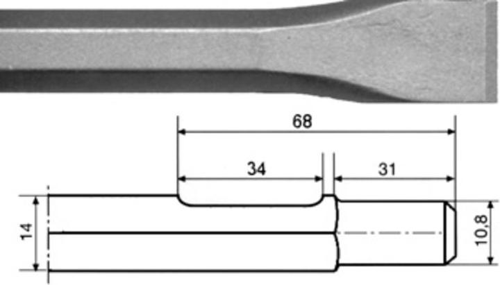 Actual product image Rennsteig Flat chisel, for Bosch UBH 4/26-2DS, hexagonal shaft, 300 x 25 mm