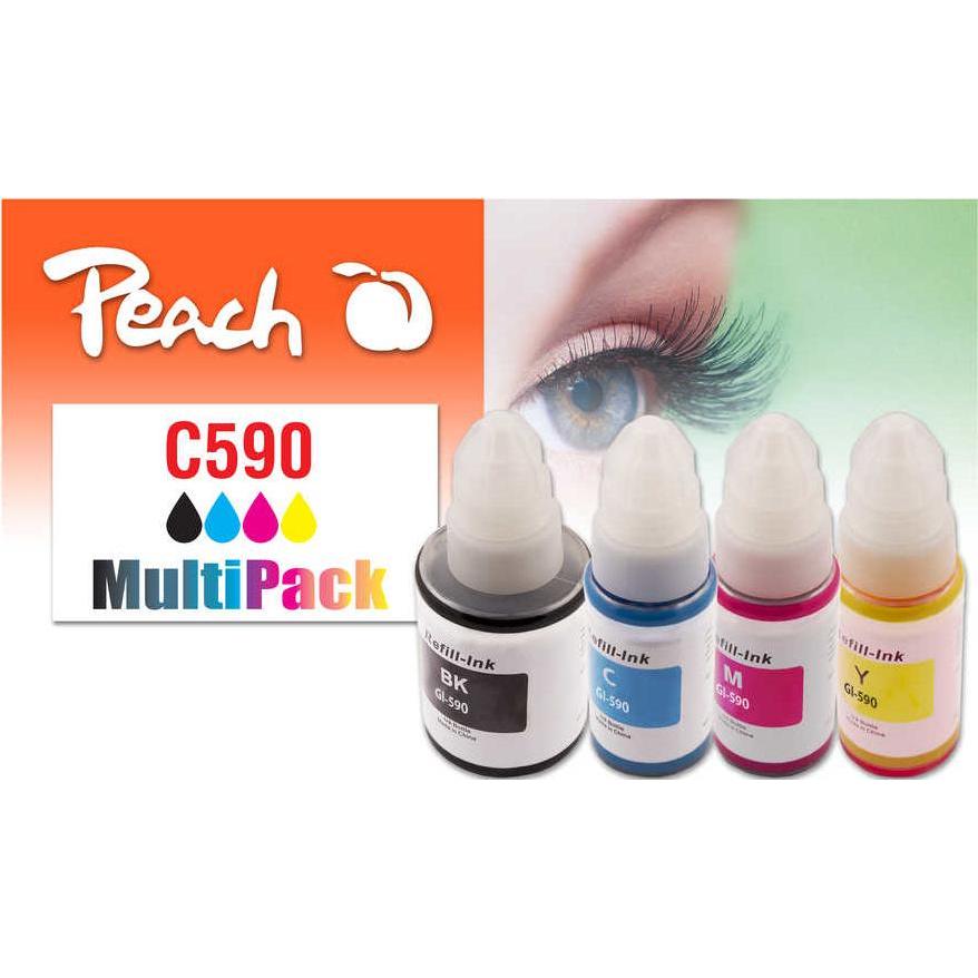 Peach, Druckerpatrone, Patrone Canon CISS GI-590 MultiPack remanufactured (M, B, C, Y)