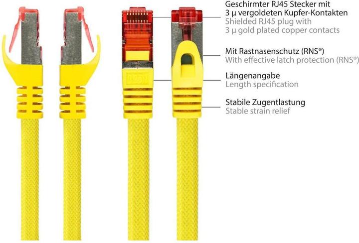 Produktbild Varia SO-37104 - Patchkabel Cat.6, S/FTP, 1m, gelb (PiMF, S/FTP, CAT6, 1 m)