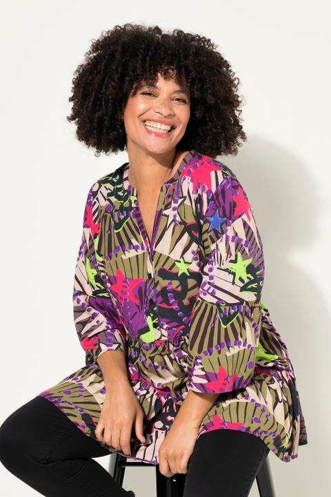 Produktbild Angel of Style Bluse, Sternen-Mustermix, Knopfleiste, 3/4-Ärmel, Volants (46)