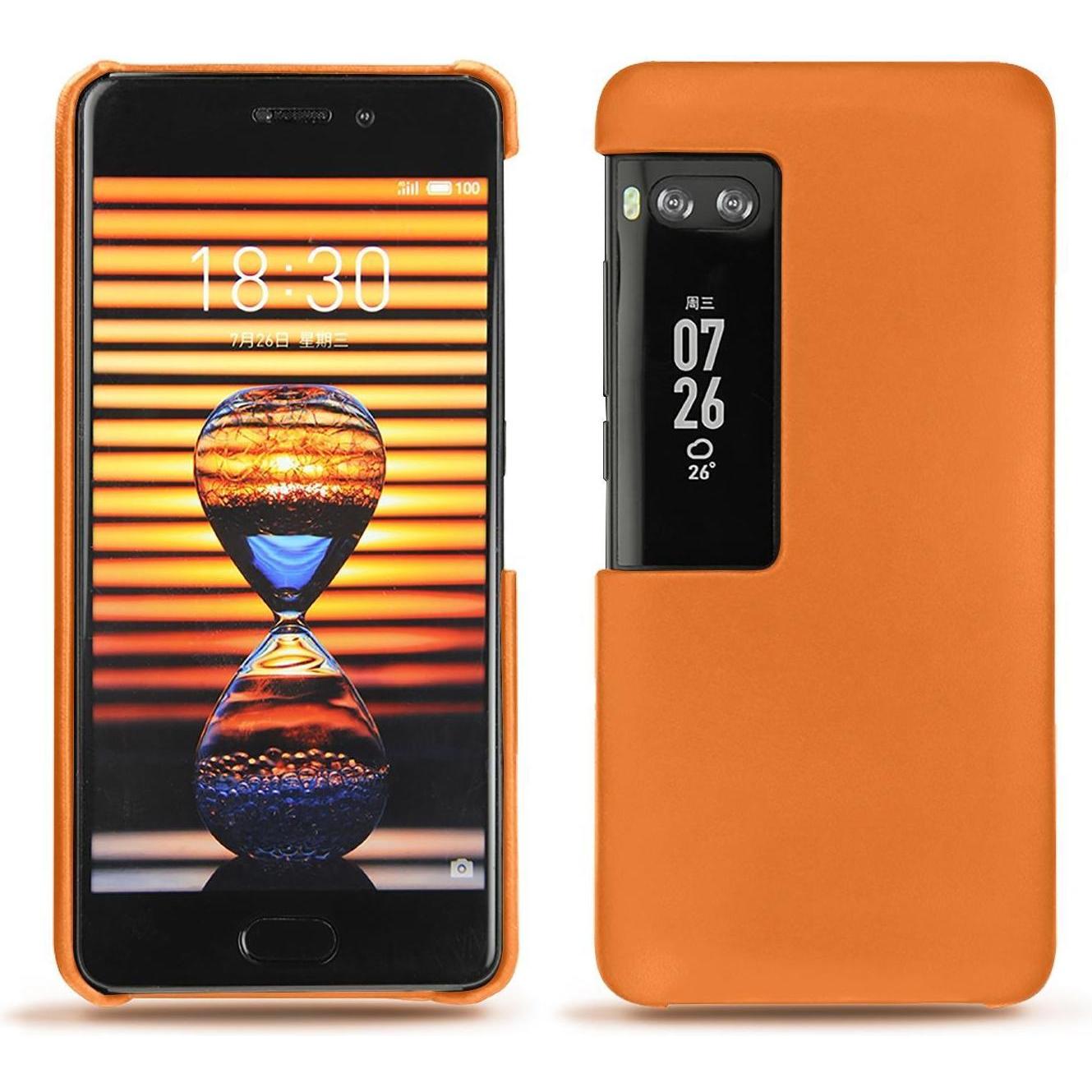 Noreve Lederschutzhülle (Meizu Pro 7 Plus), Smartphone Hülle, Orange