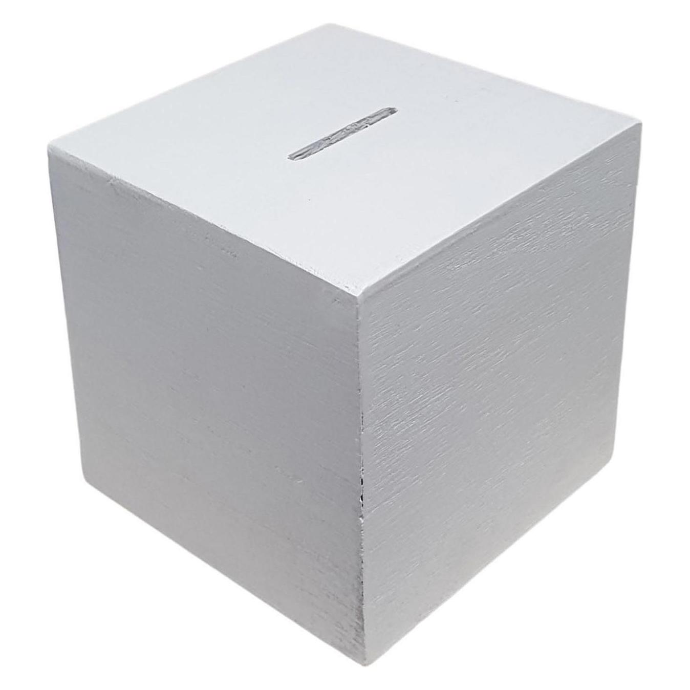 Playwood, Spaarpot, Houten Spaarpot Vierkant Wit (8, 5 X 8, 5 X 8, 5 Cm)