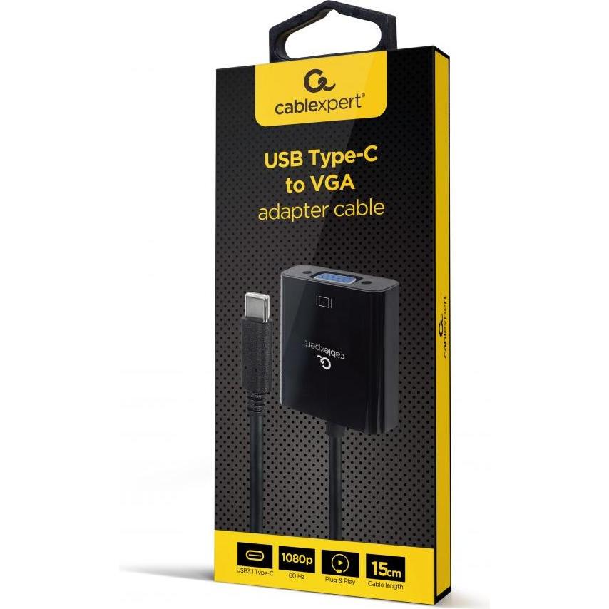 Thumbnail - Gembird USB Type-C zu (USB Typ-C, 15 cm), Data + Video Adapter, Schwarz