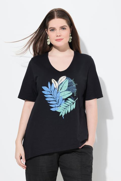 Immagine prodotto Ulla Popken T-shirt in cotone biologico con perline, scollo a V e mezze maniche (50, 52)
