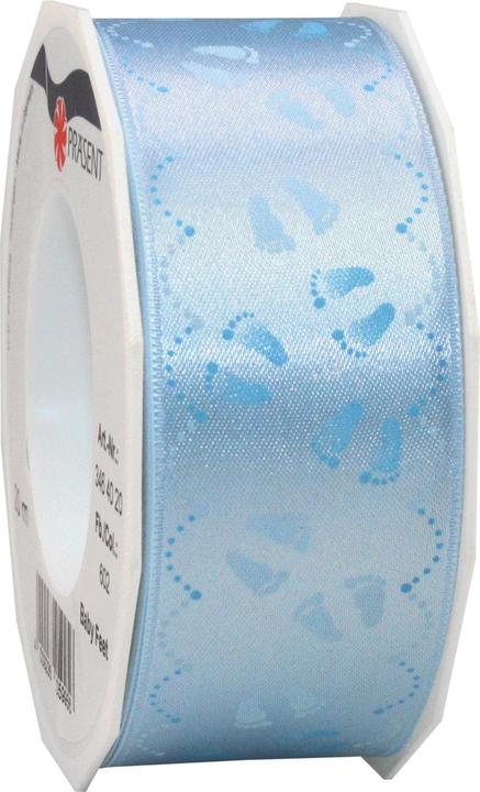 Pattberg Ruban cadeau Baby Feet 4 cm x 20 m, bleu (Ruban, 1 x)
