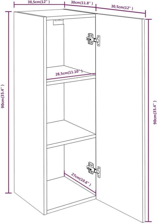 Produktbild vidaXL TV-Schrank (30.50 x 30 x 90 cm)