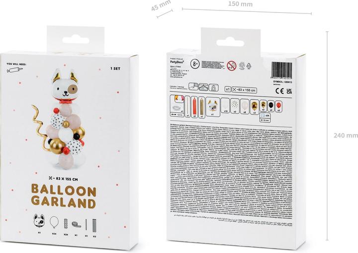 Produktbild Partydeco Luftballon Hund Gold/Weiss, 83 x 140 cm, 13-teilig (1 x)